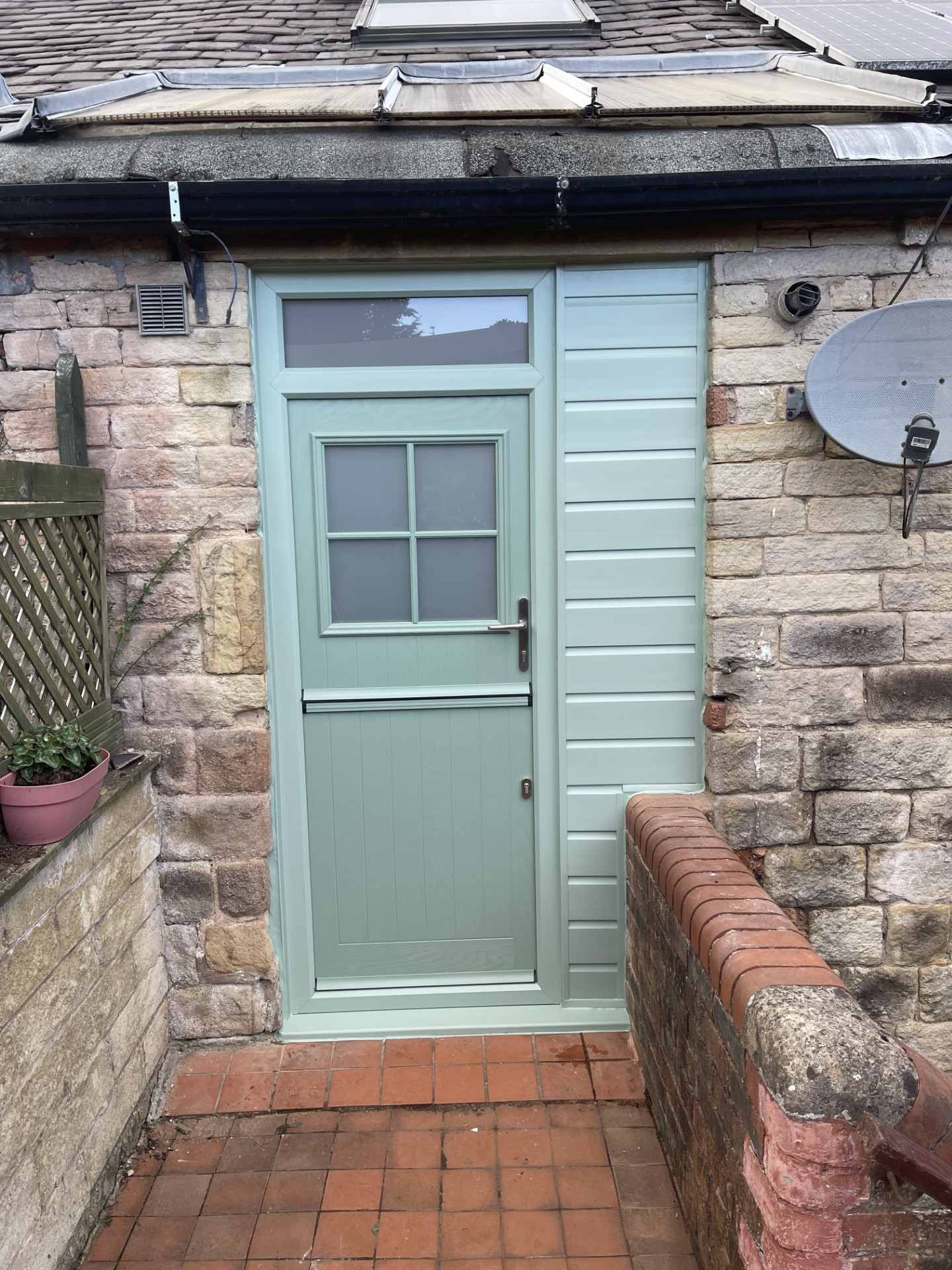 Sage green stable door installation